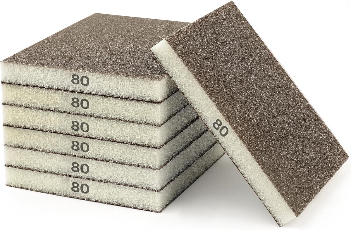 6 stuks schuursponsjes 80 korrel | Schuurpads voor multifunctionele gereedschappen | Ideaal voor hout, metaal & auto | Waterdicht & duurzaam | DIY, renovatie & polijsten