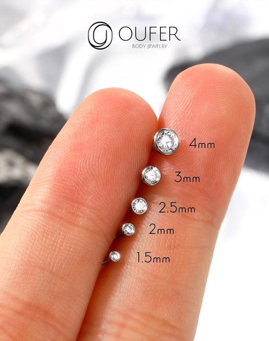 Body Piercing 16G Helix Piercing Jewellery Titanium Tragus Earrings Threadless Flat Back Earrings Stud Push in Ear Piercing Helix Stud Cartilage Bar 5/6/8/10/12mm Conch Tragus Piercing Jewellery — afbeelding 2