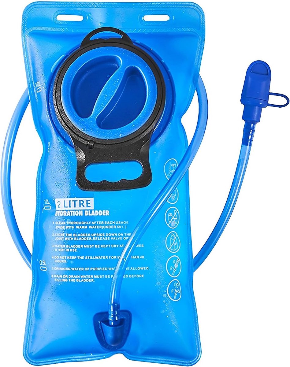 Waterzak, 2 liter, draagbaar, met drinkslang voor fietsen, klimmen, hardlopen, wandelen, outdoor, blauw, zwart, groen