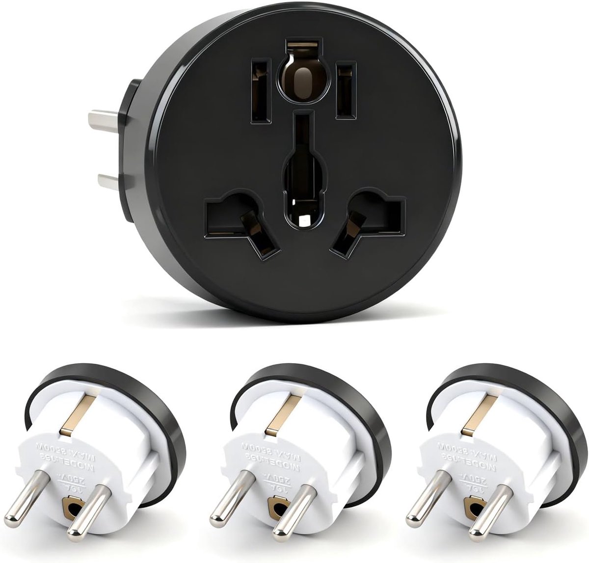 4 stuks stekkeradapters, adapter Engeland Duitsland stekker, adapter USA Duitsland stekkers, US to EU adapters, UK naar EU adapter, adapters UK naar EU, EU adapters, voor reizen, thuis, kantoor