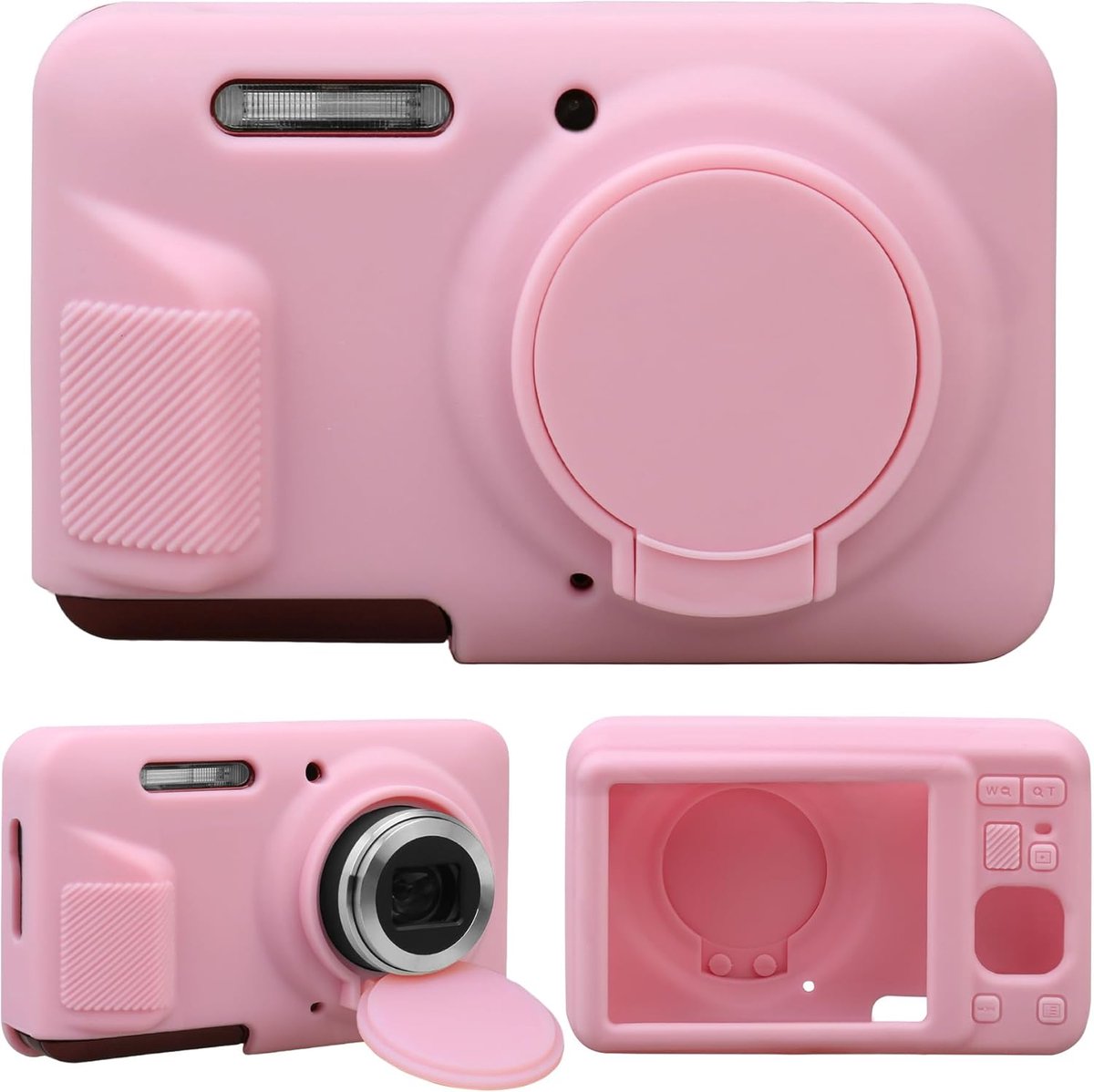 siliconen Camera Case voor Kodak PIXPRO FZ55 16MP CMOS Sensor Digitale Camera, Zachte Silicone Beschermende Case Verwijderbare Lens Cover, Roze