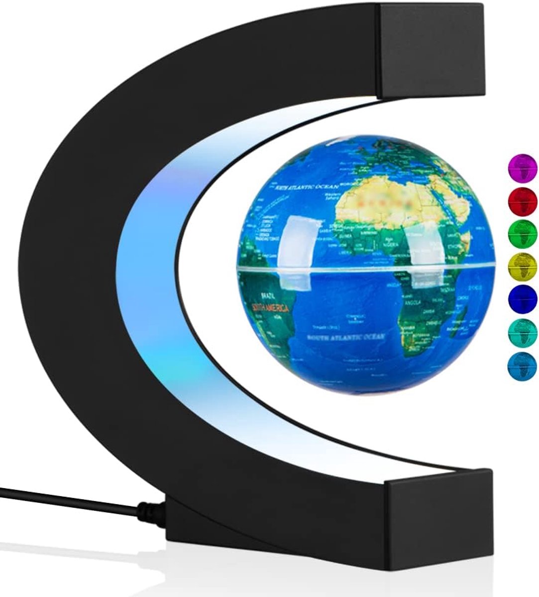 wereldbol met LED-verlichting, Multi-Color Changing Magnetic Levitation Globe Rotating Floating World Map Globe Lamp Office Home Desk Decoration Gadget voor vriend verjaardag Gifts