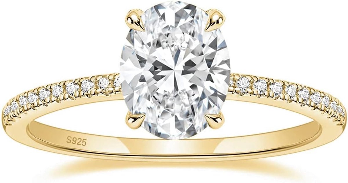 Ringen zilver 925 verlovingsringen solitaire ring 3CT ovaal zirkonia belofte ring trouwringen trouwringen roségoud goud