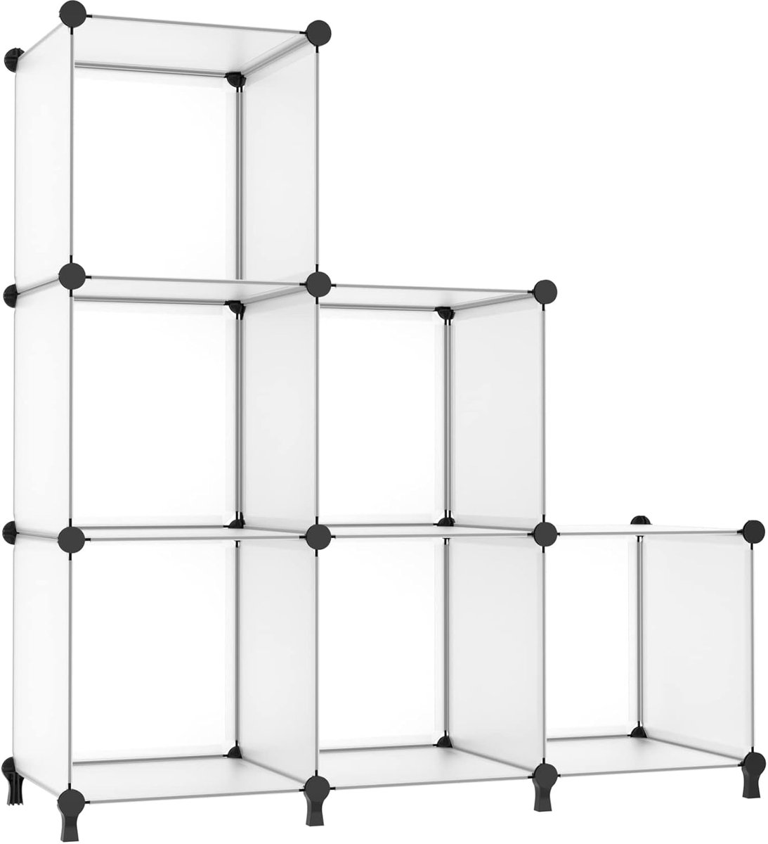 Kubus Opbergorganisator Kast Plank Opslag Organisatie Modulair 6 Kubus DIY Kunststof Vierkante Boekenkast Boekenplank Kledingplank voor Thuis, Slaapkamer, Woonkamer, Kantoor, Transparant Wit