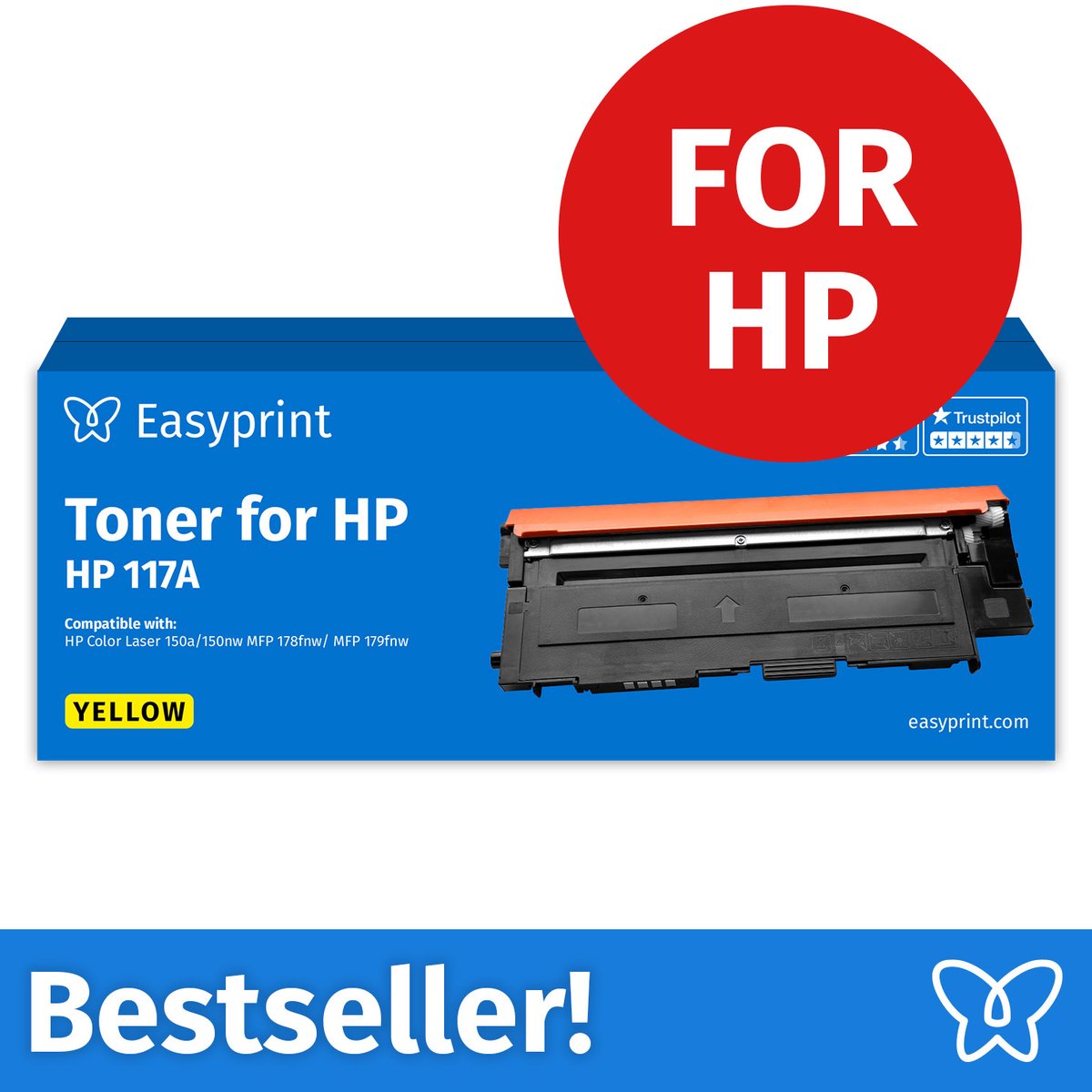 NIEUW: Easyprint Toner voor HP 117A geel, compatibel met HP ColorLaser 150, MFP-178, e.d., 1 stuk