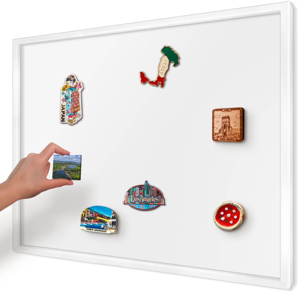Artprintcave Wit Magneetbord mit Witte Lijst - 70x50 cm - Zuiver Wit Magnetisch Bord - Minimalist Magneet Bord mit Frame - Achtergronden En Patronen