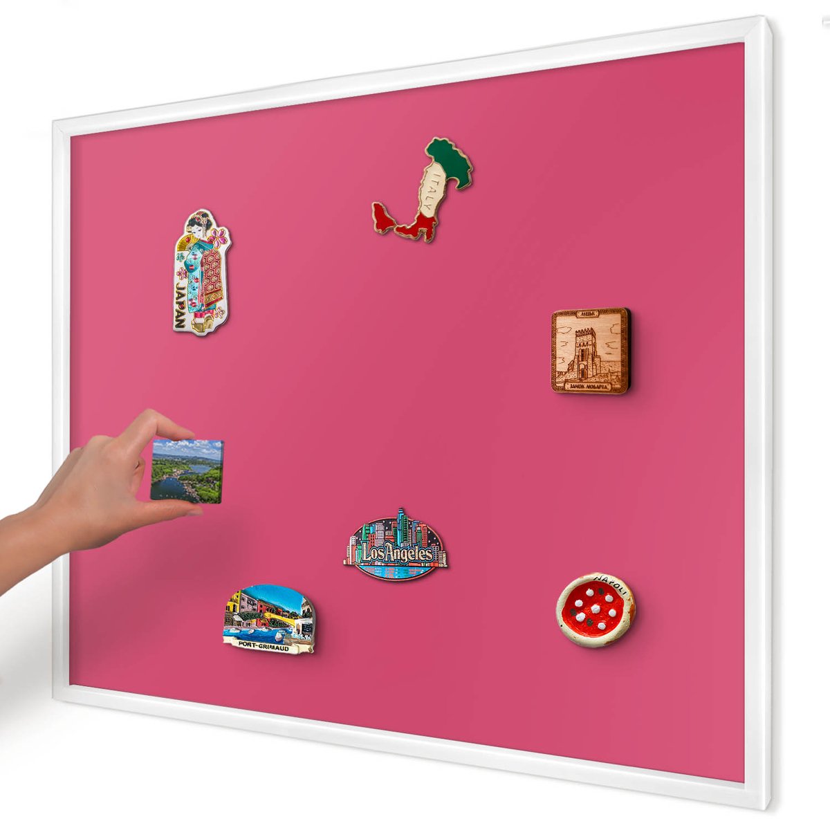Artprintcave Roze Magneetbord mit Witte Lijst - 80x60 cm - Energie Roze Wandbord Magnetisch - Minimalist Magnetische Organizer - Achtergronden En Patronen