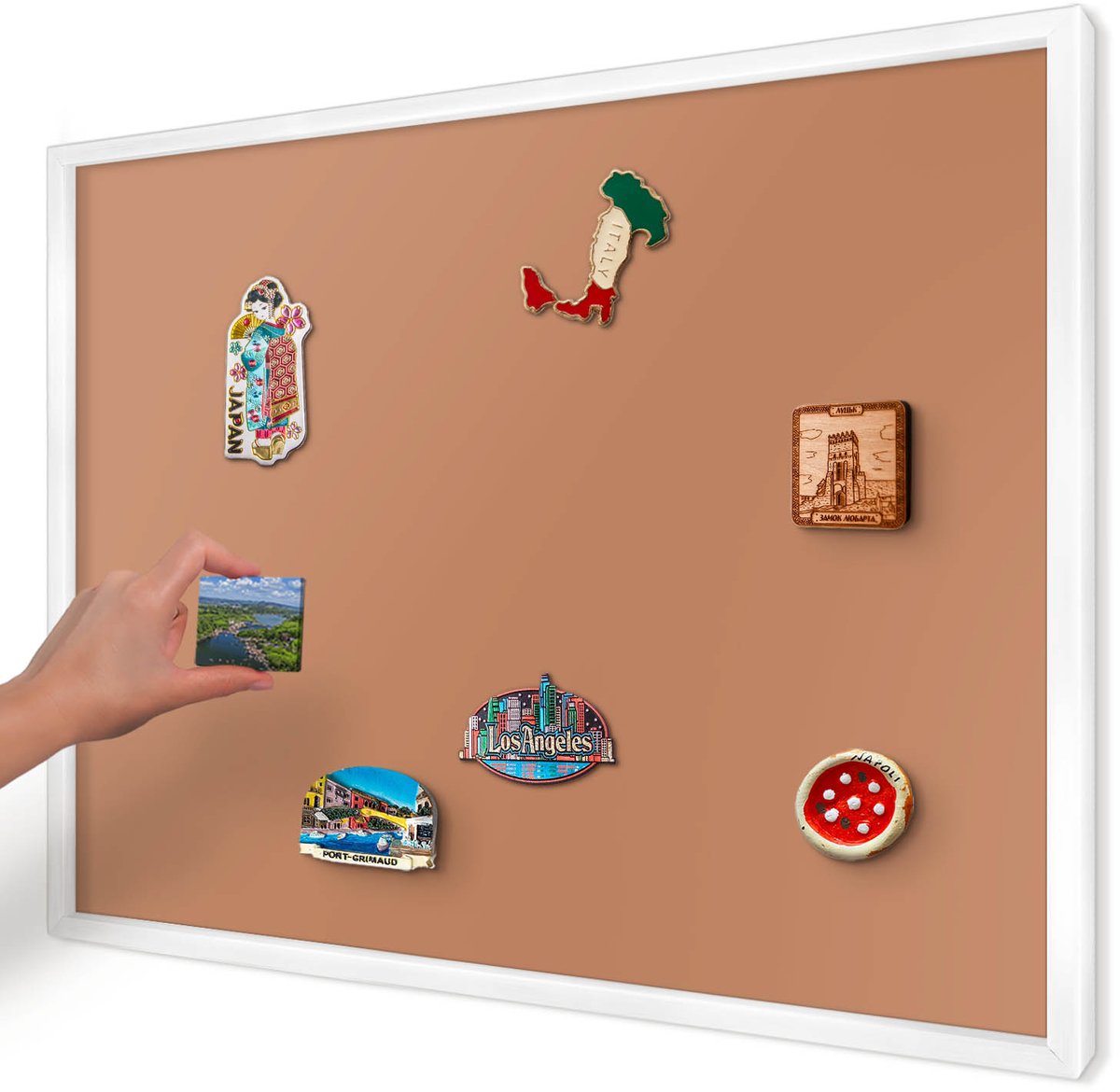 Artprintcave Oranje Magneetbord mit Witte Lijst - 70x50 cm - Doffe Oranje Magnetisch Bord - Minimalist Bord Voor Magneten - Achtergronden En Patronen