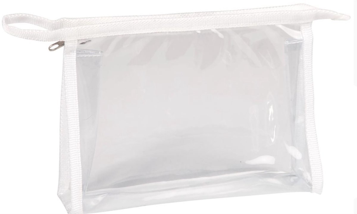 NTB - Security Check-in Bag - Transparante Toilettas - Groot - Wit - afmeting: 30 x 7 x 19 cm.