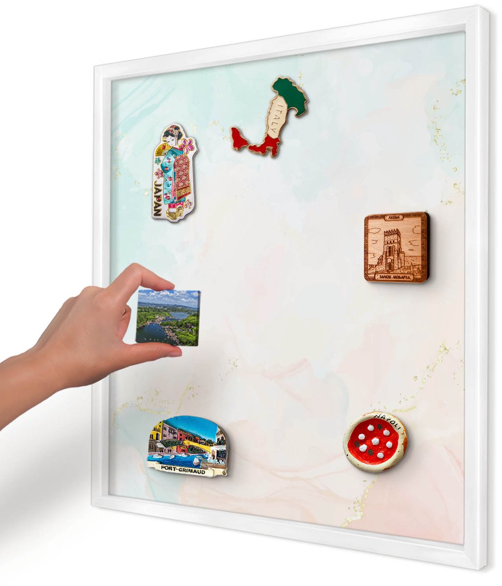 Artprintcave Romig Magneetbord mit Witte Lijst - 50x50 cm - Pastel Elegantie Magnetisch Bord Voor Magneten - Waterverf Wandbord Magnetisch - Abstractie