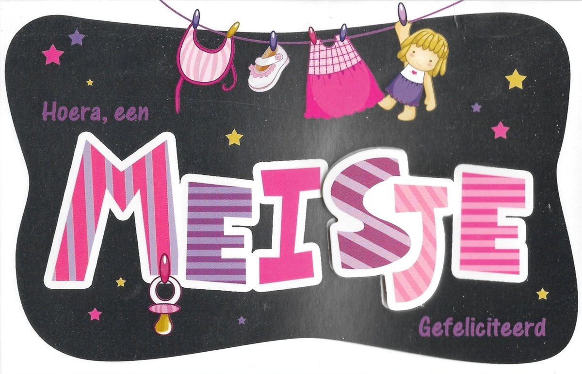 Wenskaart | 6 stuks | ADIOS applicatiekaart Hoera, een meisje gefeliciteerd