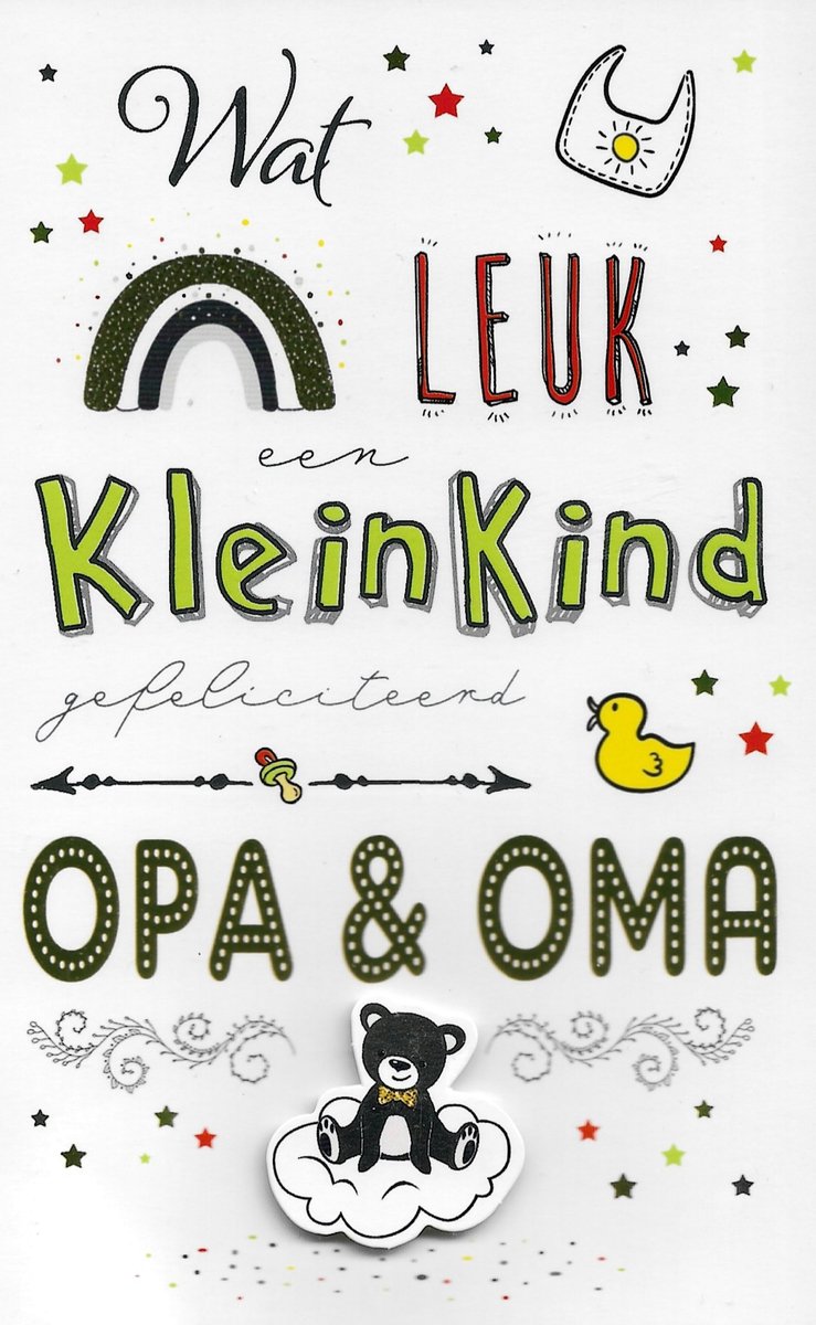 Wenskaart | 6 stuks | ADIOS applicatiekaart Wat leuk een kleinkind, gefeliciteerd opa & oma