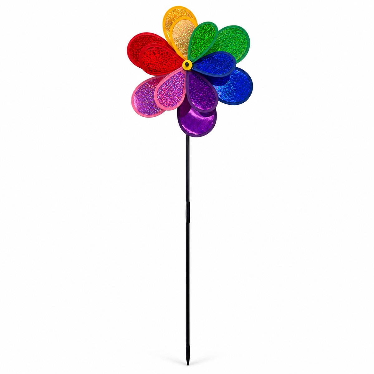 Benza Windspinner Bloem – Regenboog Windmolen voor Tuin – 115 x 28 x 28 cm – Decoratief Windspel met Grondpen