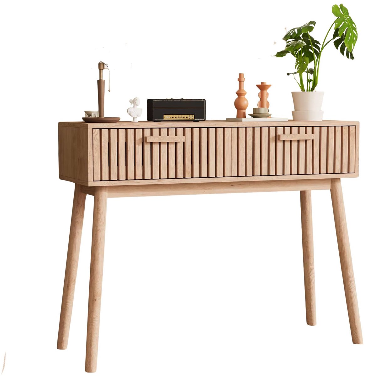 Salontafel 100 X 50 X 43 Cm Houtkleur - met Opberglades, Lades, Open Planken - voor Woonkamer