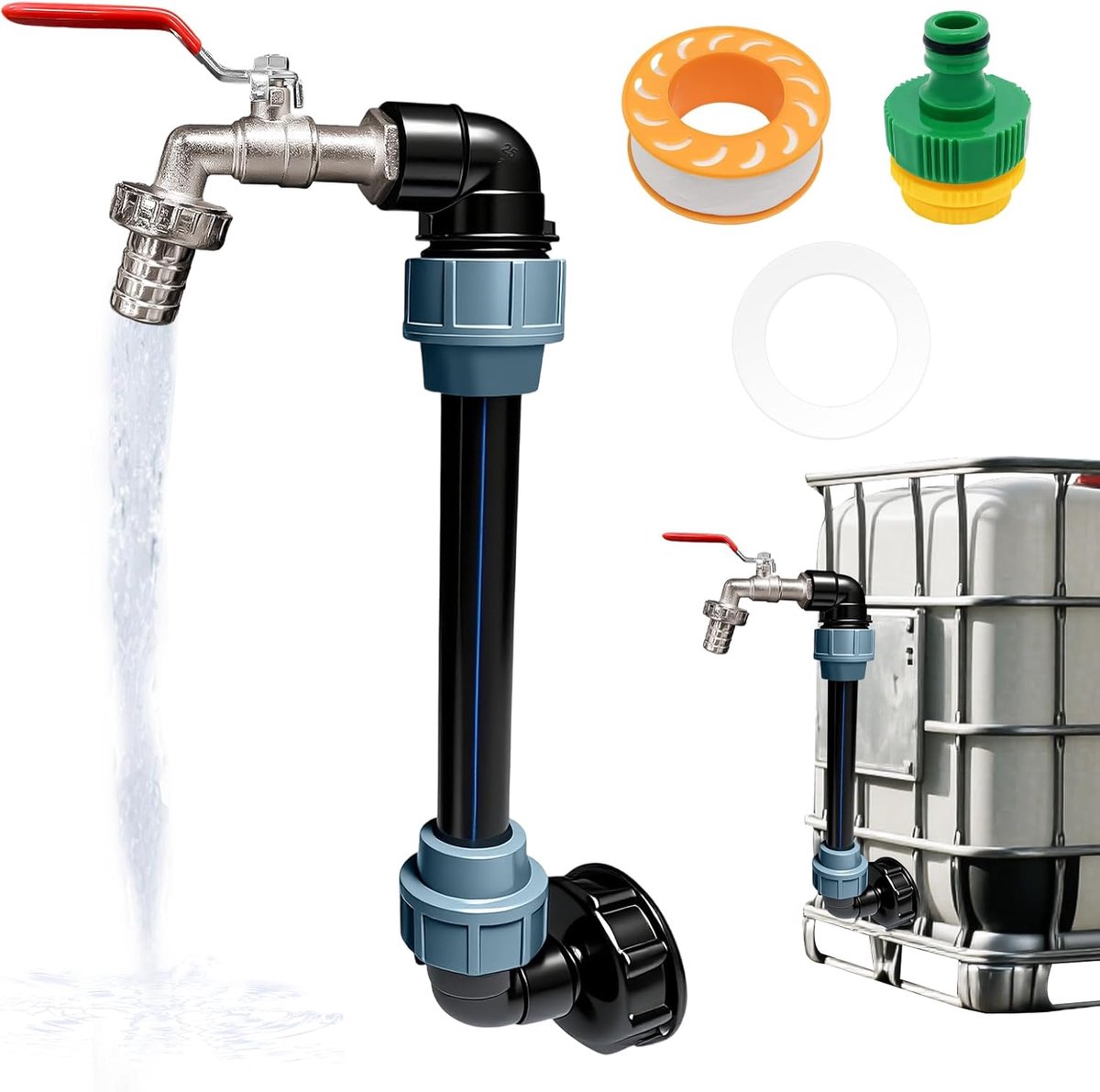 IBC 3/4 Inch Gooseneck Spout Tap, IBC, IBC Tank Accessories, Extend Gooseneck for 1000L Rainwater Tank, IBC Tank - ShopVlot