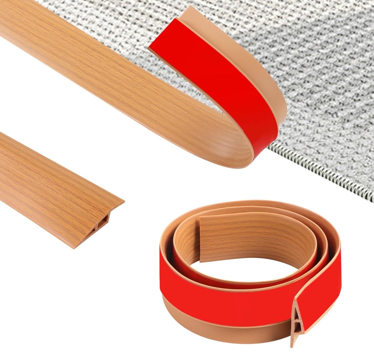 100cm PVC Threshold Strip, Self-Adhesive Transition Strip, Non-Slip Transition Strip, Carpet for Flooring, Doors - ShopVlot