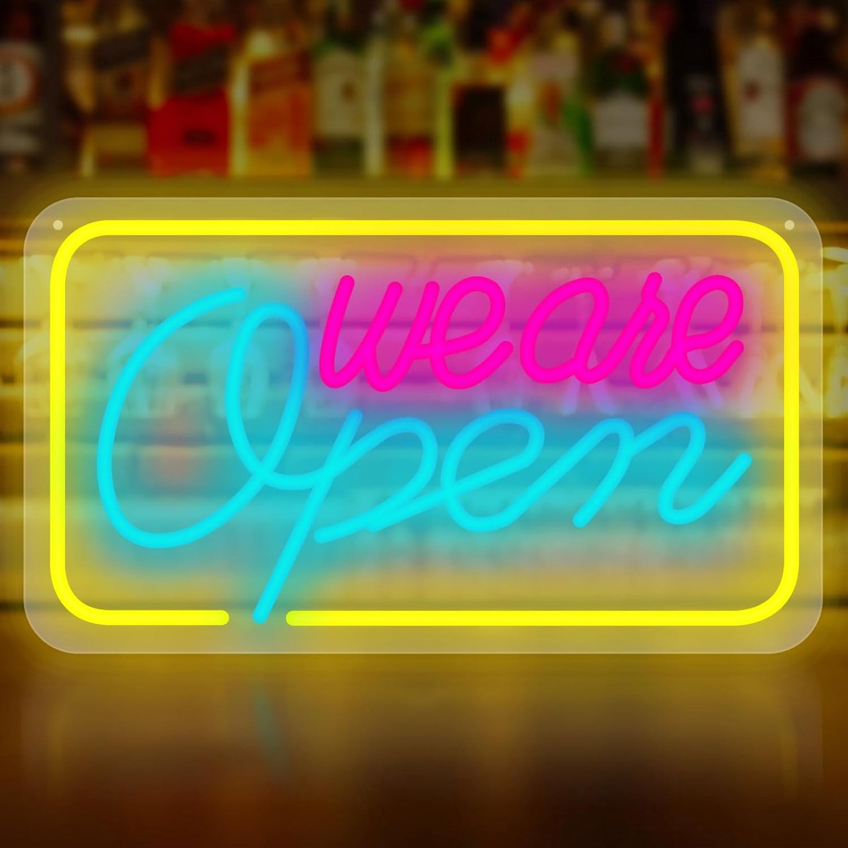 SnelShoppen - LED Neon Licht Signaal: We Zijn Open Neonbord, Kleurrijk Open Licht, LED Woord Neon Sign voor Bar, Café, Club, Spelletjeskamer, Wanddeco