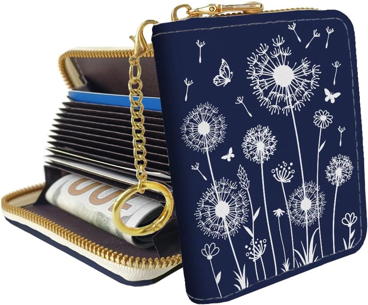 SnelShoppen - Lederen Creditcard Portemonnee Houder Sleutelhanger voor Dames, Slanke RFID Organizer met 12 Kaartsleuven en Rits, Perfect Cadeau voor V