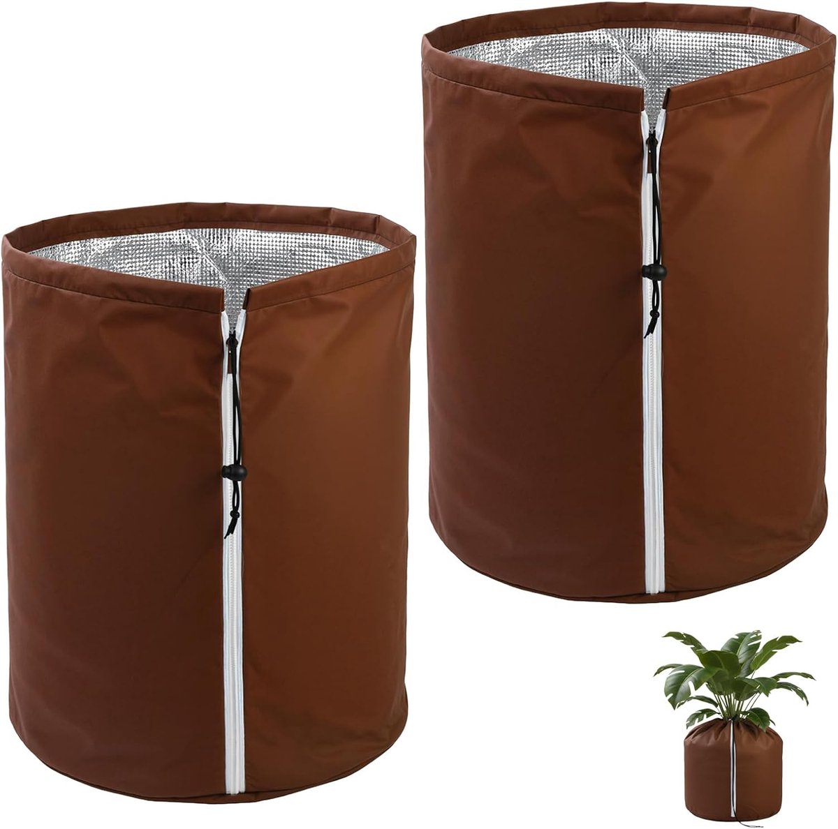 SnelShoppen - 2-set Thermische Potbescherming 45 x 50 cm met Trekkoord, Winterisolatie & Wortelbescherming voor Potplanten en Bloempotten, Vorstbesche