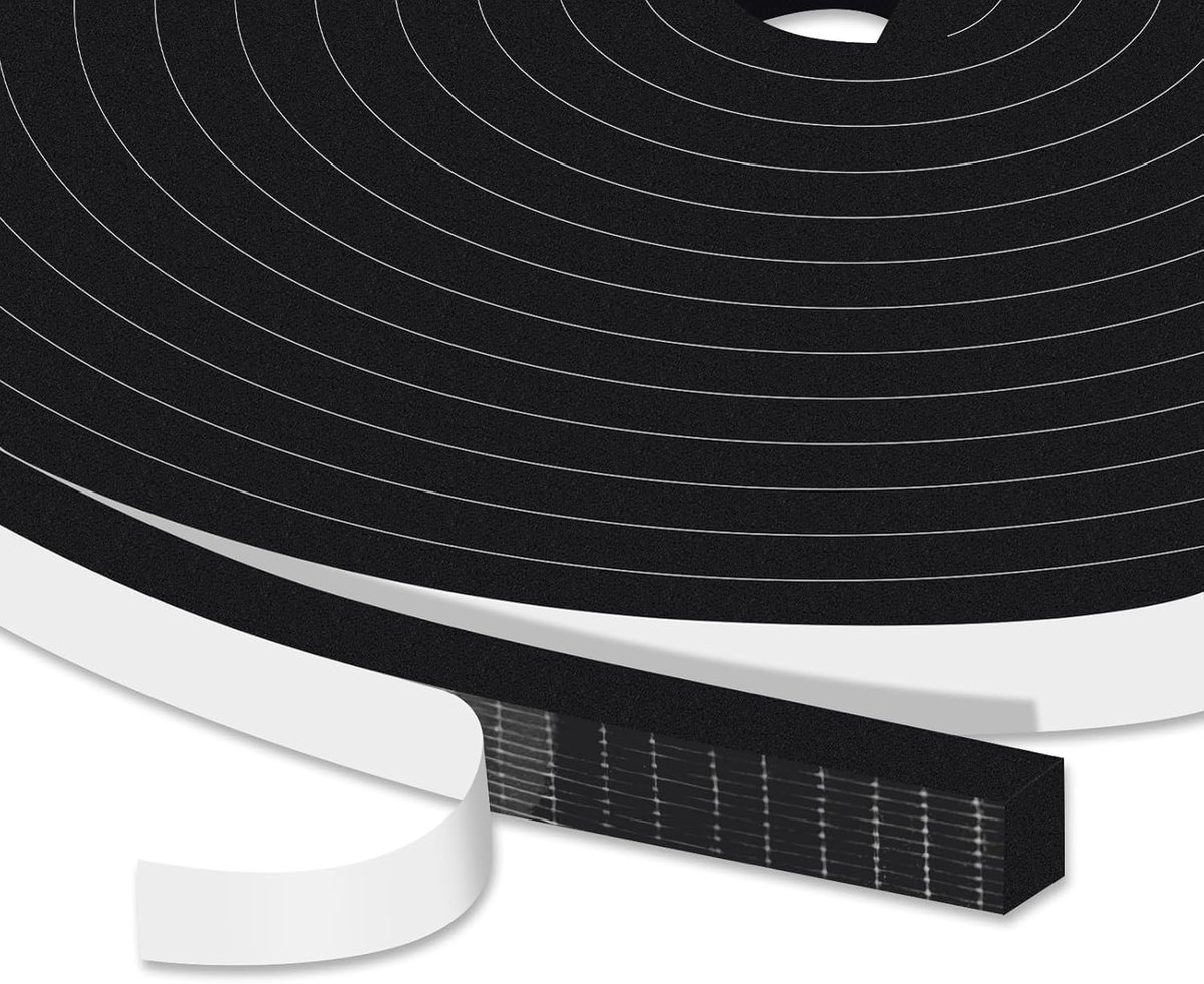 SnelShoppen - Hoge Dichtheid Schuim Tape 10mm x 6mm, Zelfklevende Weerstrip Seal, Isolatie voor Ramen en Deuren, Geluidsdicht en Schokbestendig, Gap S