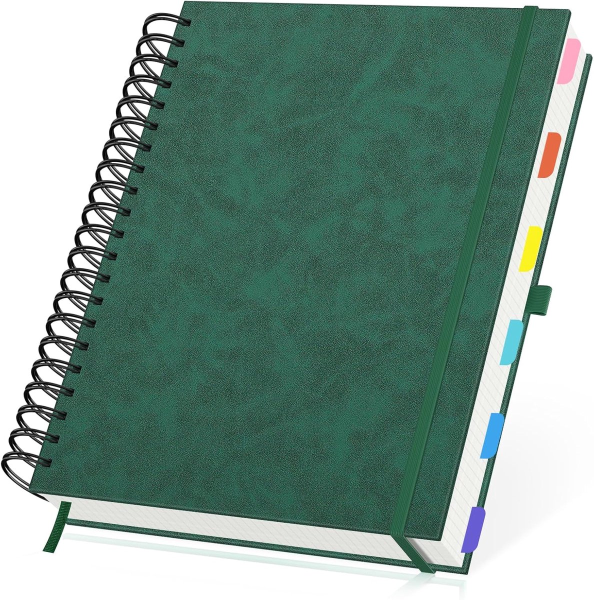 SnelShoppen - A4 Notitieboek Vierkant 28.5 x 21.5 cm - Spiral Notitieboek PU Leer Donkergroen - 120 Vellen 100gsm Papier voor School, Reizen, Notities
