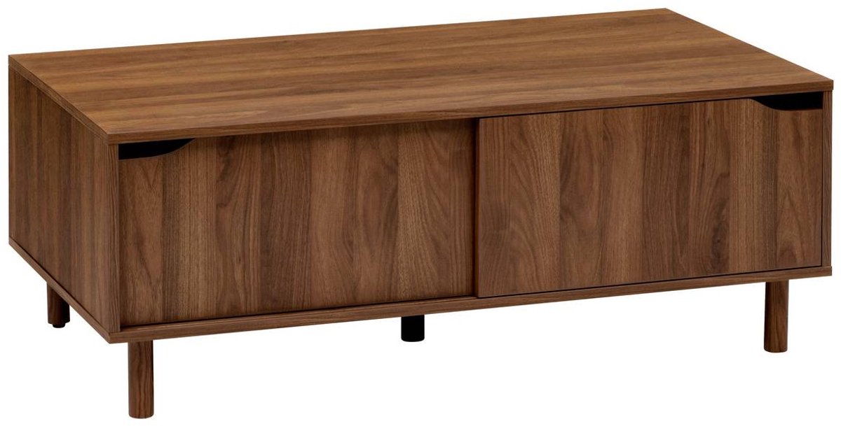 Salontafel met 2 schuifdeuren in notenhoutlook SLIDY