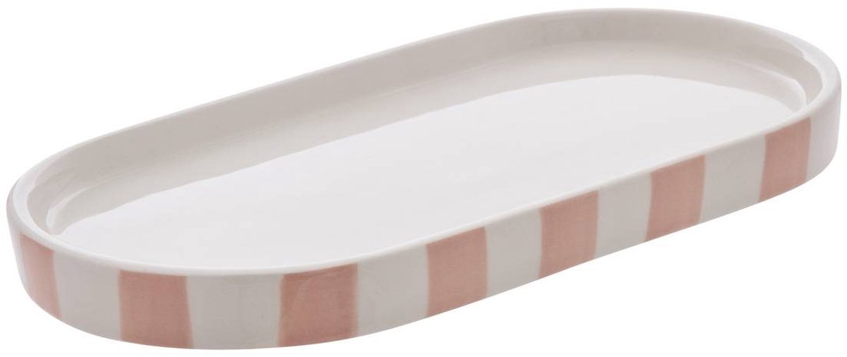 STRIO-serviesplateau van steengoed, 24 cm, met strepen