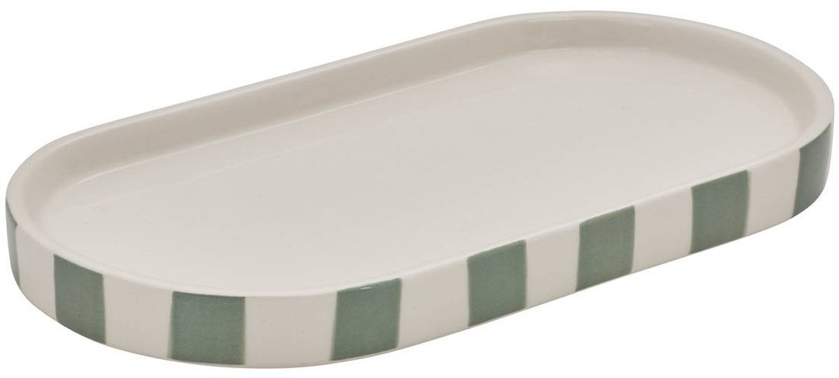 STRIO-serviesplateau van steengoed, 24 cm, met strepen
