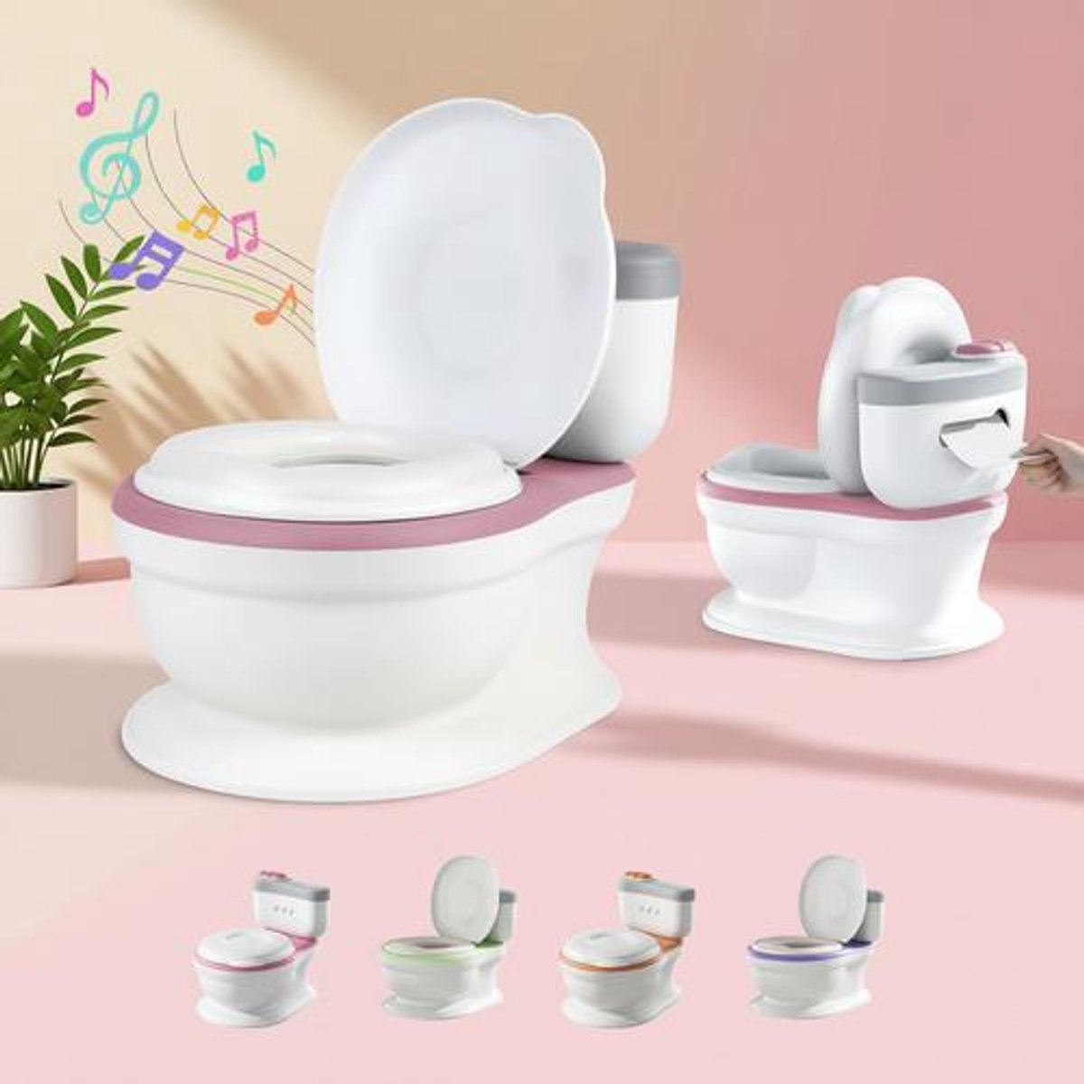 Educatief Potje voor Zindelijkheidstraining met Spoelgeluid en Muziek - Roze - Antislip en Comfortabel