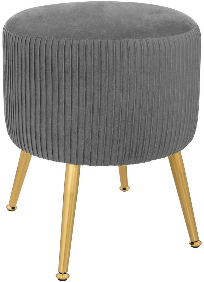 ATMOSPHERA Geplooide kruk van grijs fluweel H 41 cm