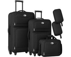 Monzana Kofferset - 5 delig Trolley Schoudertas Toilettas - Zwart