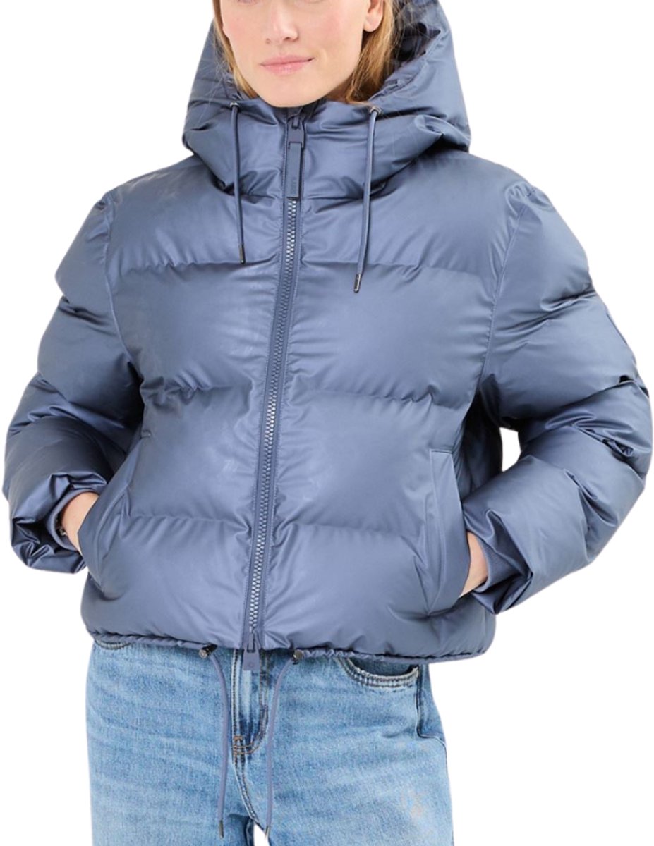 RAINS Alta Short Puffer Jacket W3T3 – Korte Waterdichte Unisex Puffer Jas - Blauw - L