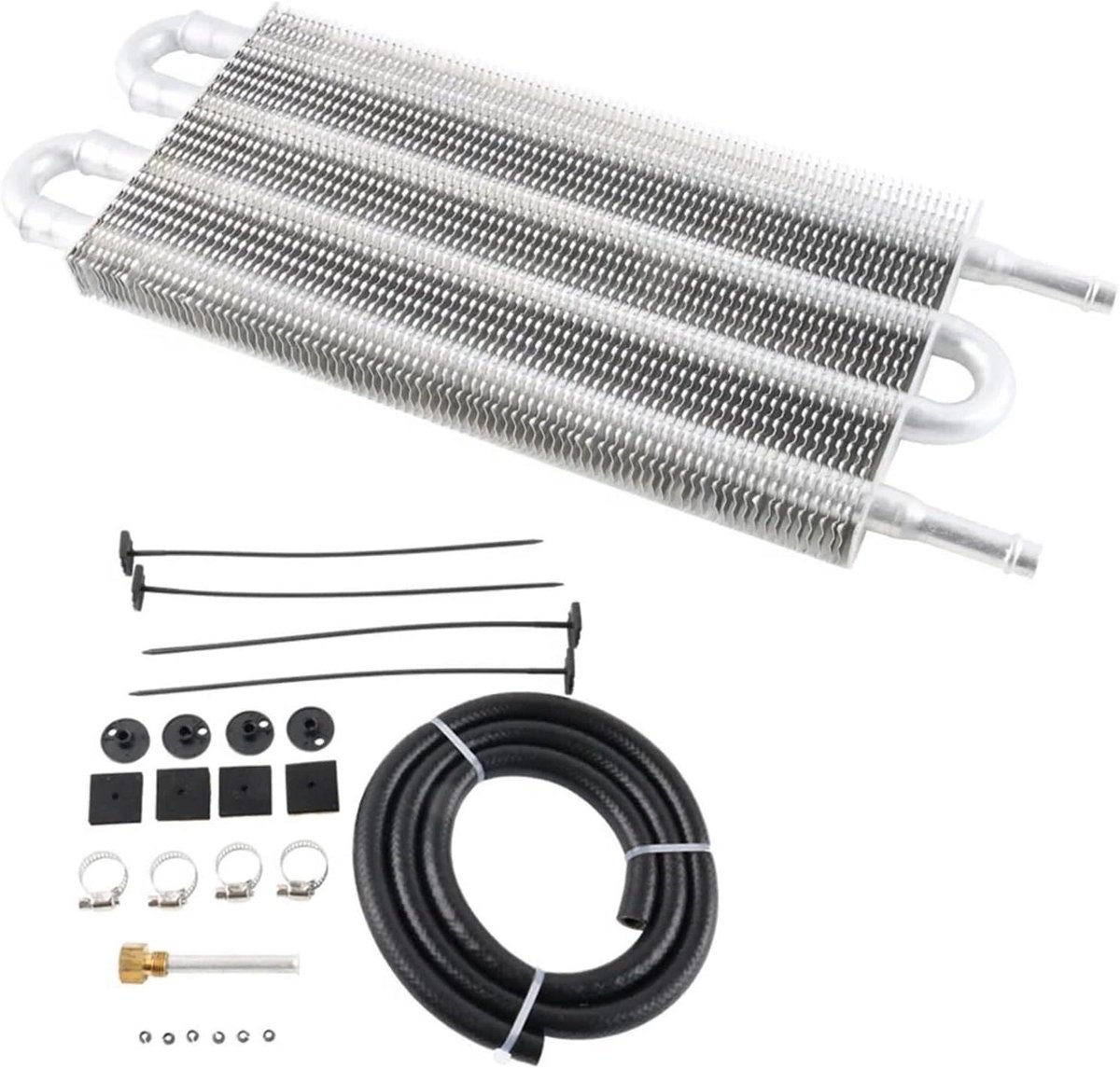 Universele Oliekoeler - Olieradiator Auto - Motor Koelen - Aluminium Constructie - 4 Rij - Zilver