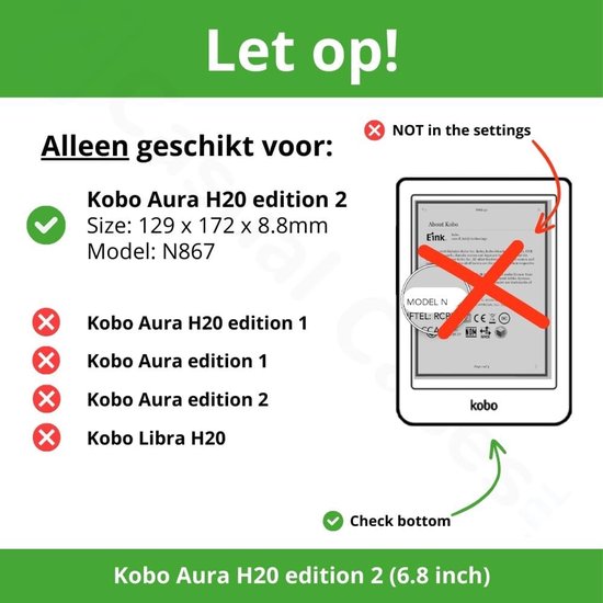 Kobo Aura H2O hoes - E-reader cover Sleepcover - E-reader beschermen - Automatische slaapfunctie - 6.8 inch - Goud — afbeelding 2
