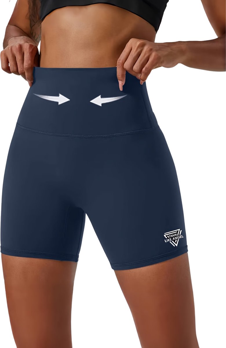 Currero Biker Short Dames Gymshort Korte Legging Lange Onderbroek Bikershort Met Pijpjes Haze Blauw