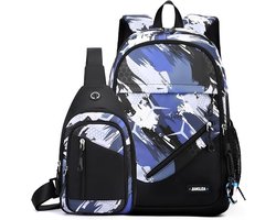 Schoolrugzakset voor jongens met schoudertas – tas voor basisschool en middelbare school – stijlvolle, casual rugzakken voor kinderen en tieners – nylon reisrugzak van 30 liter