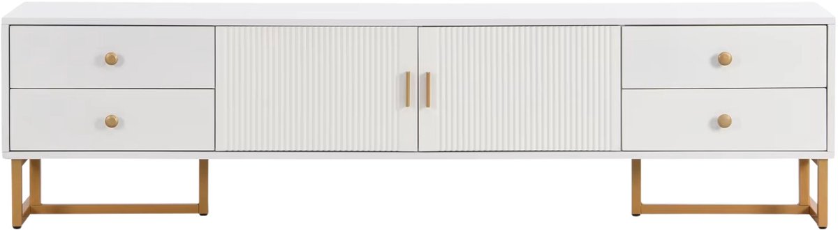 TV Meubel Wit - met Opberglades, Lades, Slot, MDF