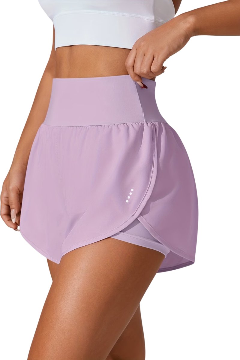 Currero Biker Short Dames Gymshort Korte Legging Lange Onderbroek Bikershort Met Pijpjes Lichtpaars