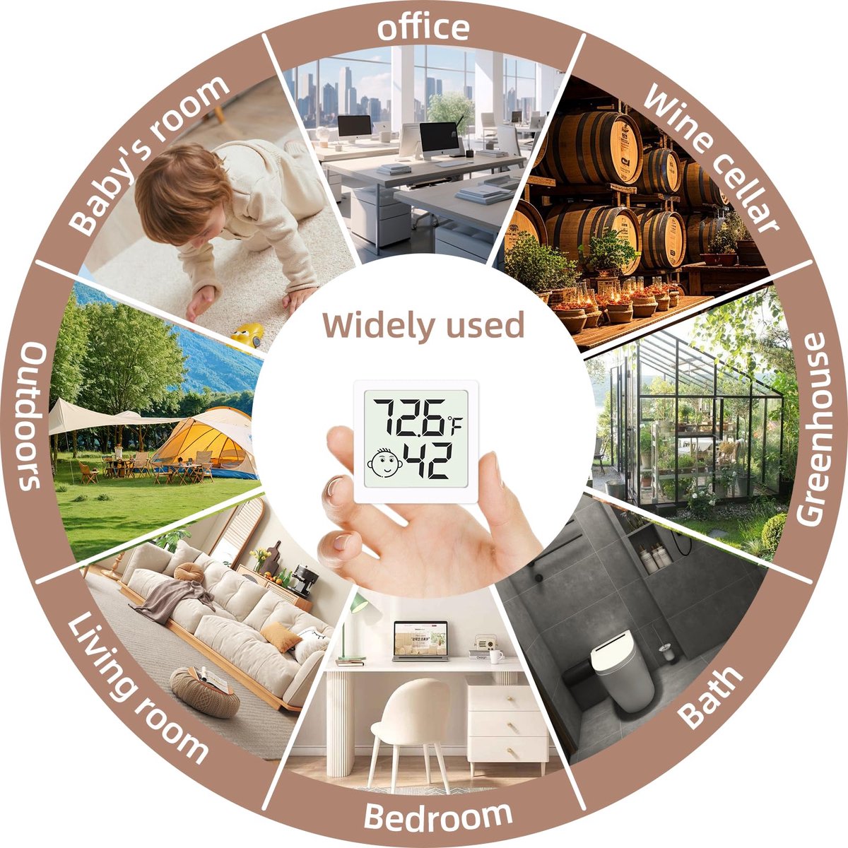1 stuk - digitale thermometer hygrometer met kleurenscherm - binnen thermostaat - luchtvochtigheidsmeter - klimaatmeter - smiley indicatie - digitaal display - voor slaapkamer, woonkamer, kas, thuisgebruik - wit — cadeau in Cadeau-ideeën - foto 3