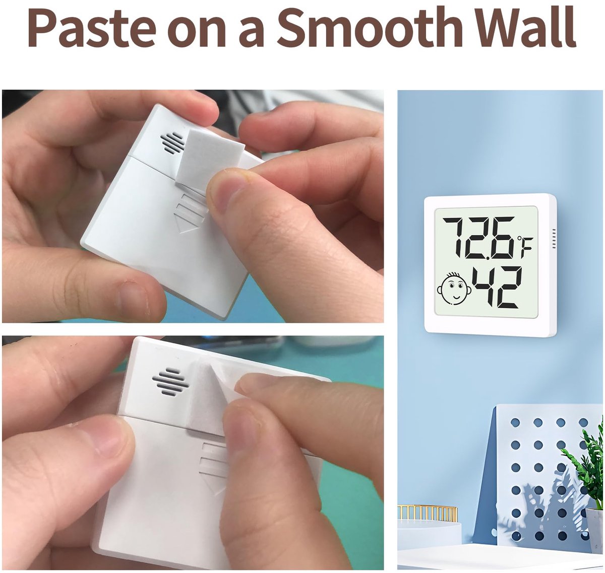 1 stuk - digitale thermometer hygrometer met kleurenscherm - binnen thermostaat - luchtvochtigheidsmeter - klimaatmeter - smiley indicatie - digitaal display - voor slaapkamer, woonkamer, kas, thuisgebruik - wit — cadeau in Cadeau-ideeën - foto 4