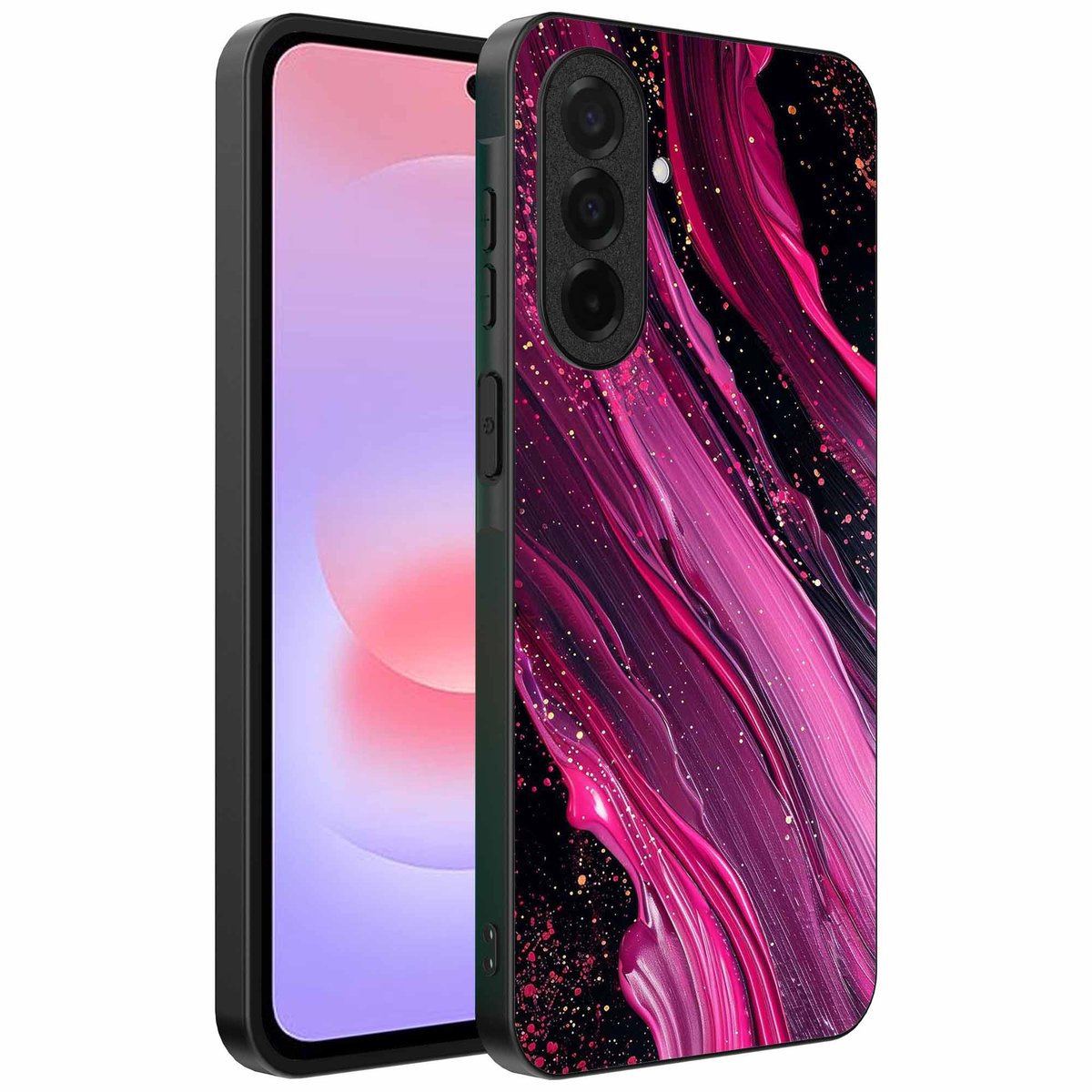 Geschikt voor Samsung Galaxy A37 Telefoonhoesje met marmer opdruk - TPU backcover case marble design - Paars Roze - Smartphonica geschikt voor Samsung Galaxy A37