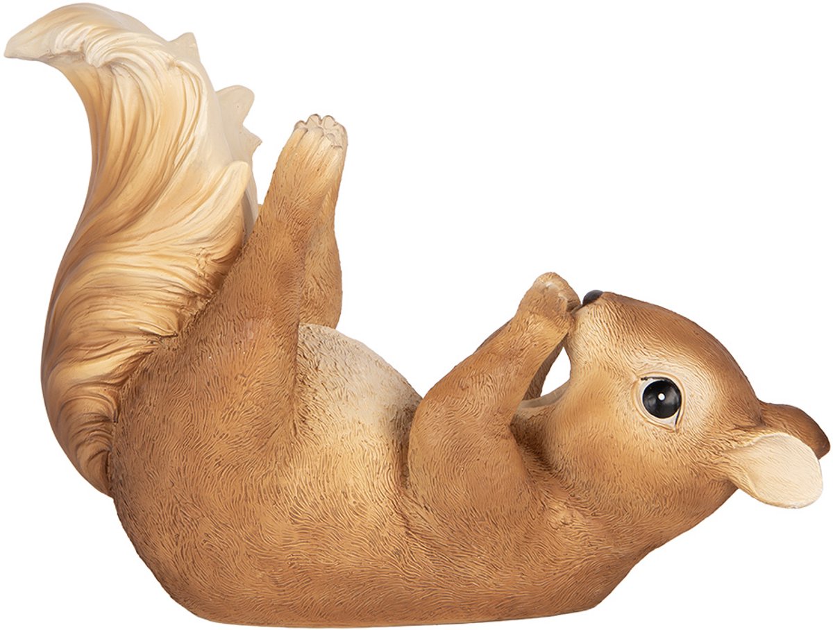 Clayre & Eef Decoratie Beeld Eekhoorn 28x15x22 cm Bruin Kunststof