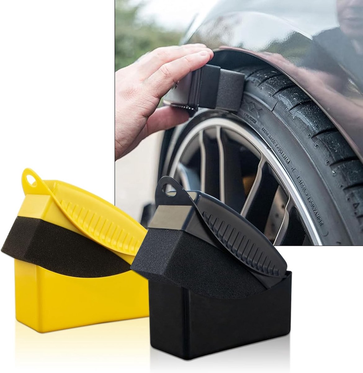 SnelShoppen - 2x Tire Dressing Applicator Pads - Duurzame Plastic Auto Spons voor Banden - Universele Toepassing voor Auto, Motor en Fiets - Ideaal vo