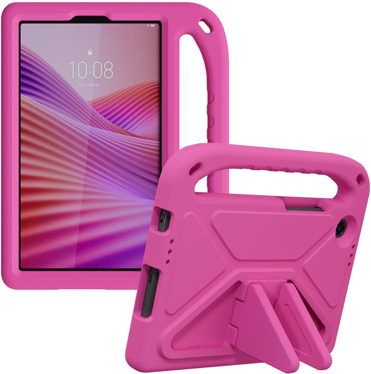 SnelShoppen - YRH Hoes voor Lenovo Tab One K9 8,7 inch 2025, Stootvaste Kinderhoes met Draaggreep en Standfunctie, Rozenrood, Ideaal voor Kinderen