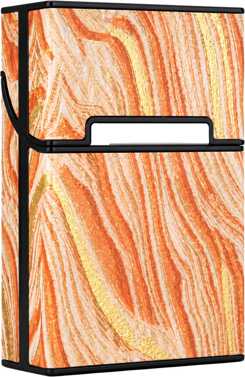 MoodLux Kunstleer Sigarettenhouder met Flip-Top en Magnetische sluiting - Beschermd tegen vocht - Mannen & Vrouwen - 20 sigaretten - Oranje