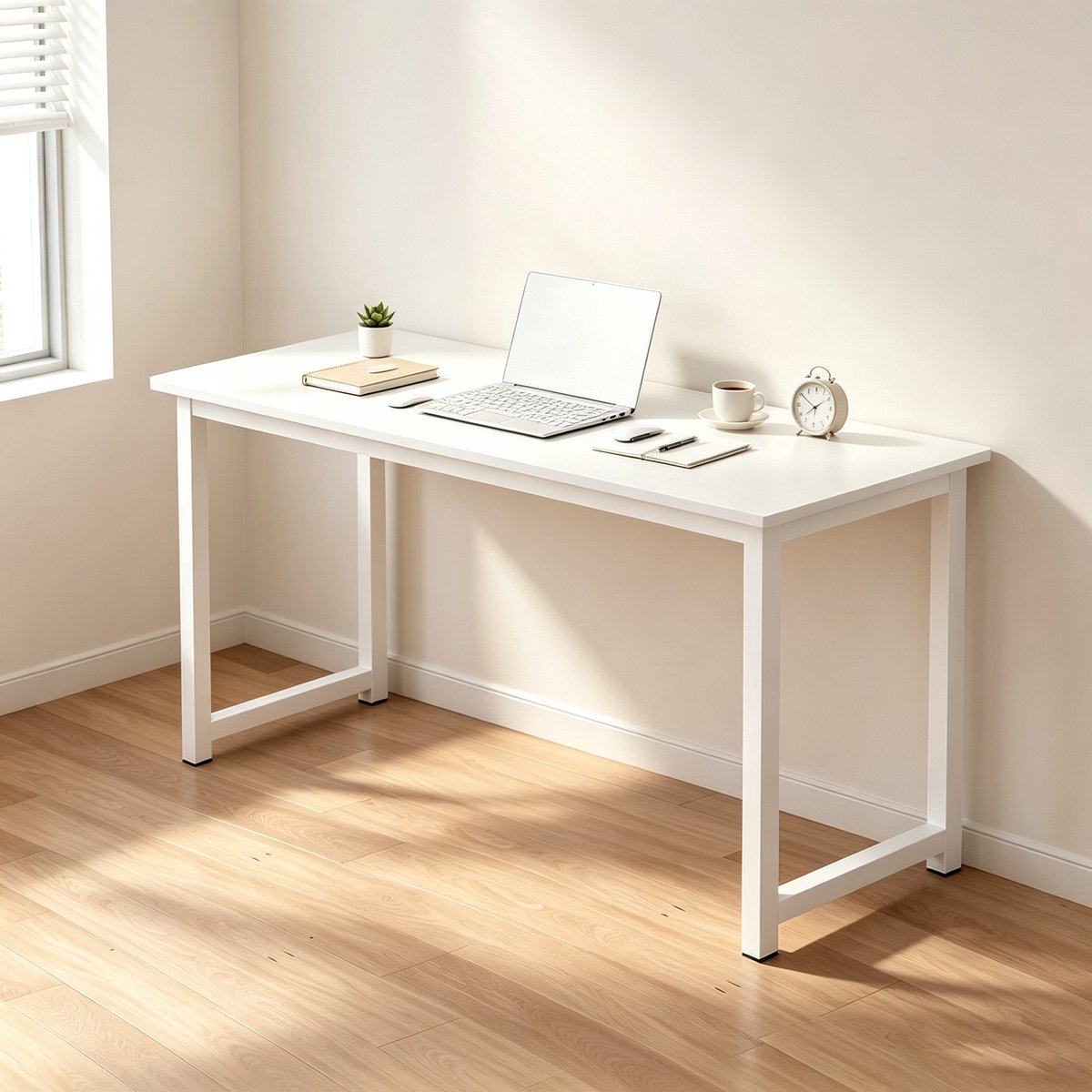 Dit is een rechthoekig bureau geschikt voor twee personen ideaal voor studenten en gezinnen Het is perfect voor slaapkamers studeerkamers of huurappartementen 100*40*75 cm Warm wit