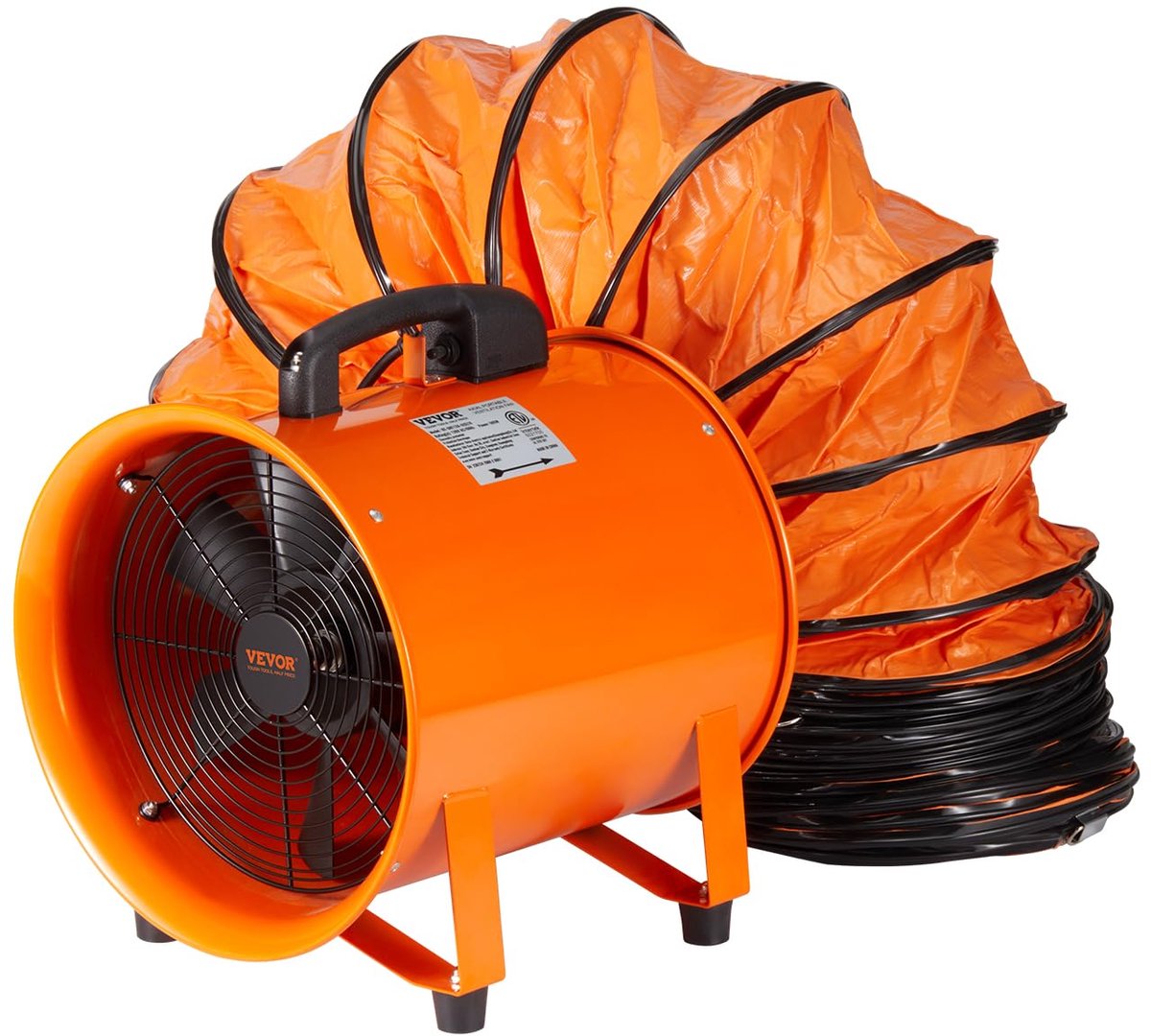 VEVOR Bouwventilator, 195 W AC-Motor, 2900 RPM, 504 L/s (1070 CFM) Axiale Ventilator Met 8 M Slang, 79 DB - ShopVlot