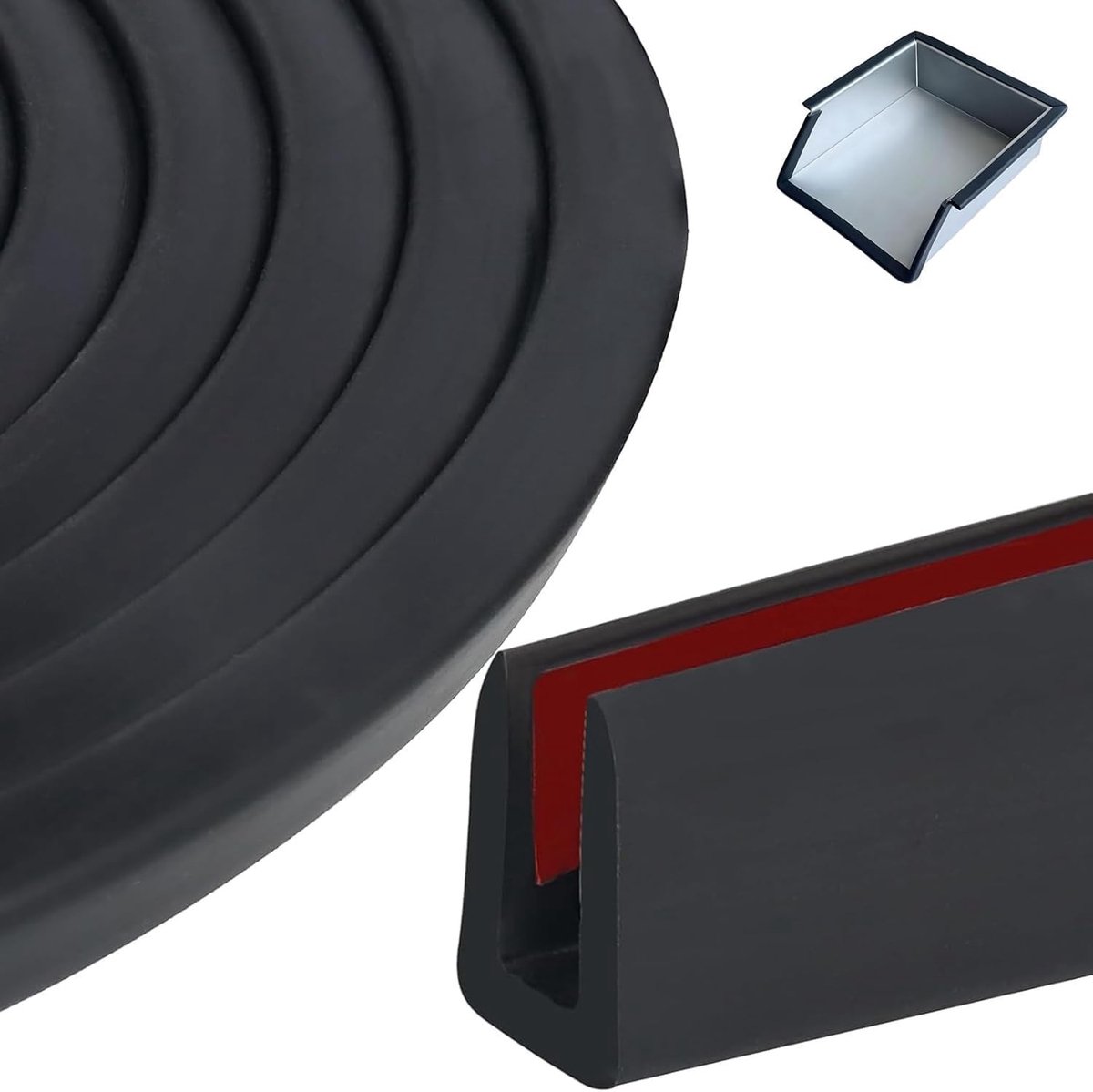 Zelfklevende Randbescherming van Rubber, 300 cm U-profiel voor Platen, Autodeuren en Metaal, Zwart