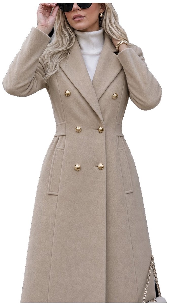 Currero Mantel Dames Tussenmantel Winter Jas Mantelpakje Trenchcoat Overjas Overcoat Winterjas Havermout Kleur