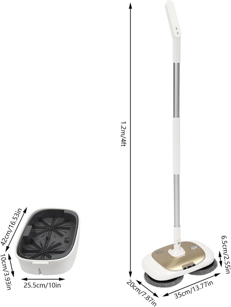 Allvia®-Dweilsysteem Elektrisch - Dweilsysteem - Karcher Vloerreiniger - Wit/Goud - 43cm x 27cm x 24cm – foto 5